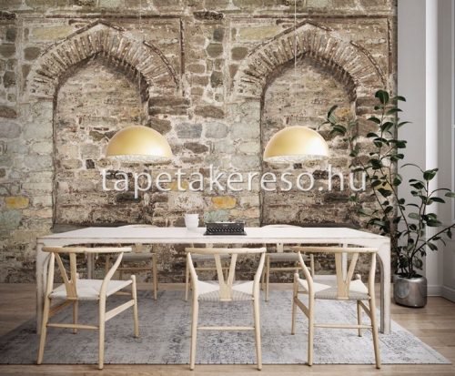 Behang Expresse Passion for Materials vlies anyagú barna, beige, sárga színű épület, kőmintás modern, indusztriális poszter