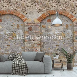   Behang Expresse Passion for Materials vlies anyagú szürke, terrakotta, barna, sárga színű kőmintás modern, indusztriális poszter