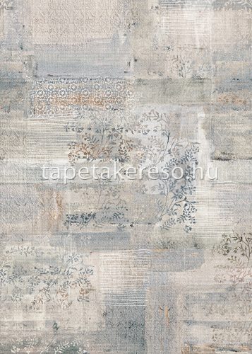 Behang Expresse Esbjerg vlies anyagú kék, fehér, barna, beige színű patchwork modern tapéta