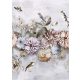 Behang Expresse Floral Utopia vlies anyagú szürke, lila, kék, barna színű madaras, virágos romantikus tapéta