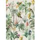 Behang Expresse Floral Utopia vlies anyagú fehér, zöld, sárga, rózsaszín színű növényes, madaras romantikus tapéta