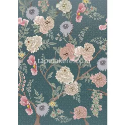   Behang Expresse Floral Utopia vlies anyagú kék, rózsaszín, zöld színű virágos romantikus tapéta