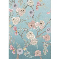   Behang Expresse Floral Utopia vlies anyagú kék, rózsaszín, barna színű virágos romantikus tapéta