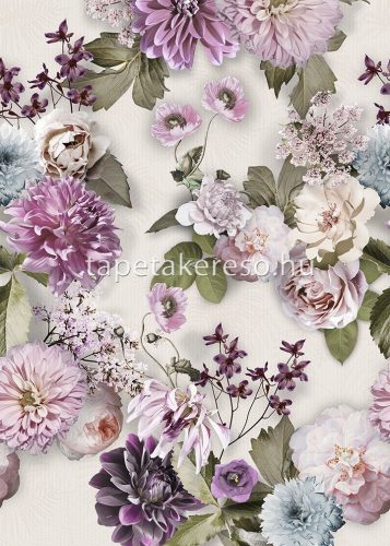 Behang Expresse Floral Utopia vlies anyagú zöld, kék, rózsaszín, mályva színű virágos romantikus tapéta