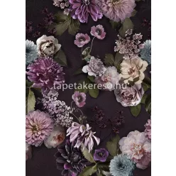   Behang Expresse Floral Utopia vlies anyagú zöld, mályva, kék, barna színű virágos romantikus tapéta