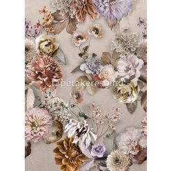   Behang Expresse Floral Utopia vlies anyagú barna, beige, lila, törtfehér, barack színű virágos romantikus tapéta