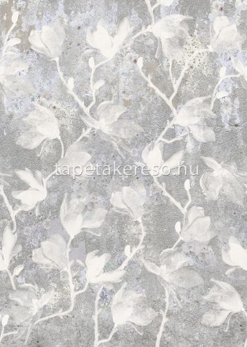 Behang Expresse Floral Utopia vlies anyagú szürke, fehér, lila színű koptatott, virágos romantikus tapéta