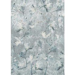   Behang Expresse Floral Utopia vlies anyagú türkiz, szürke színű koptatott, virágos romantikus tapéta