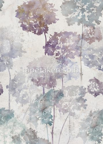 Behang Expresse Floral Utopia vlies anyagú szürke, lila, türkiz színű koptatott, virágos romantikus tapéta