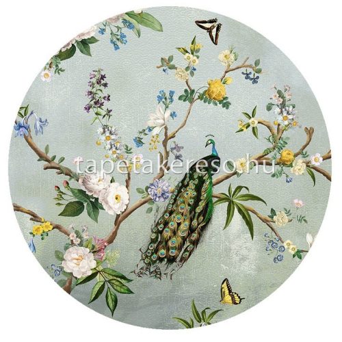 Behang Expresse Floral Utopia vlies anyagú kék, barna, zöld, sárga, fehér színű madaras, virágos romantikus tapéta
