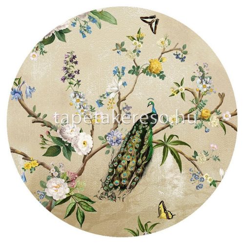 Behang Expresse Floral Utopia vlies anyagú beige, zöld, fehér, sárga, kék színű madaras, virágos romantikus tapéta