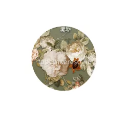   Behang Expresse Floral Utopia vlies anyagú zöld, fehér, barack színű madaras, virágos romantikus tapéta