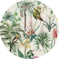   Behang Expresse Floral Utopia vlies anyagú zöld, fehér, sárga, rózsaszín színű növényes, madaras romantikus tapéta