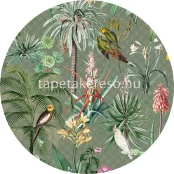   Behang Expresse Floral Utopia vlies anyagú zöld, barna, sárga színű növényes, madaras romantikus tapéta
