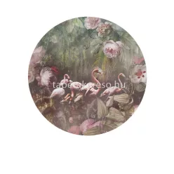   Behang Expresse Floral Utopia vlies anyagú zöld, rózsaszín színű növényes, madaras romantikus tapéta