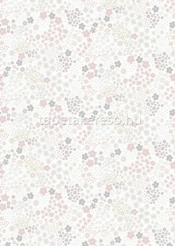Behang Expresse Sofie & Junar vlies anyagú fehér, rózsaszín, szürke, beige, kék színű virágos gyerek poszter
