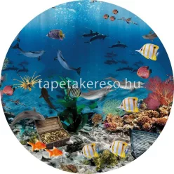   Behang Expresse Sofie & Junar vlies anyagú kék, sárga, pink, zöld színű halas gyerek poszter