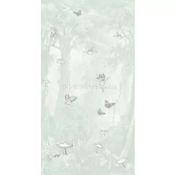   Behang Expresse Olive & Noah vlies anyagú türkiz, fehér, fekete színű tündéres, pillangós, fás gyerek tapéta