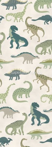 Behang Expresse Olive & Noah vlies anyagú beige, zöld színű dinós gyerek tapéta