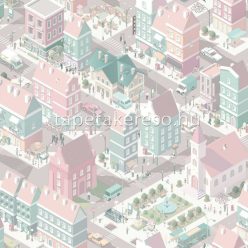   Ugepa My Kingdom vlies anyagú zöld, mályva, sárga színű épület gyerek tapéta