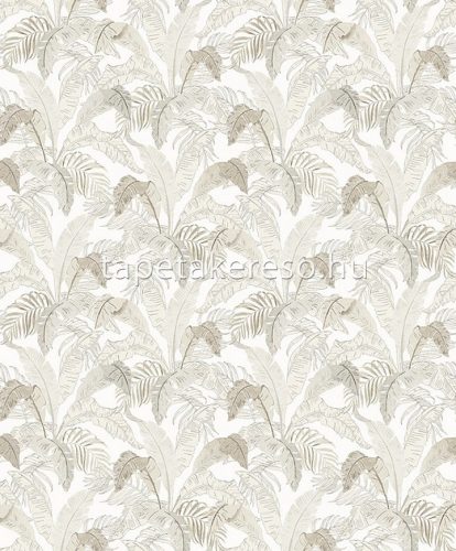 Khroma Lotus vlies anyagú beige, barna, szürke színű leveles natural, modern tapéta