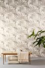 Khroma Lotus vlies anyagú fehér, barna színű leveles natural, modern tapéta