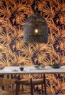 Khroma Lotus vlies anyagú fekete, terrakotta színű leveles natural, modern tapéta