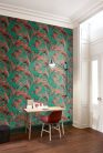 Khroma Lotus vlies anyagú zöld, piros színű leveles natural, modern tapéta