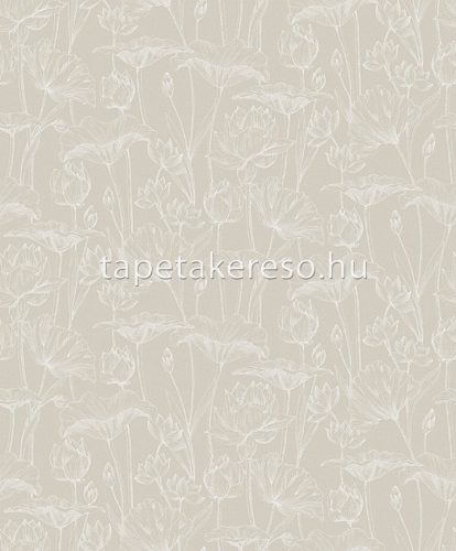 Khroma Lotus vlies anyagú beige, fehér színű virágos natural, modern tapéta