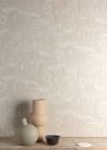 Khroma Lotus vlies anyagú beige, fehér színű virágos natural, modern tapéta