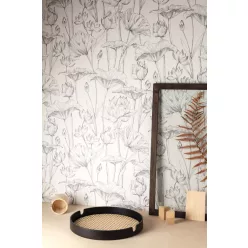   Khroma Lotus vlies anyagú fekete, fehér, csillámos színű virágos natural, modern tapéta