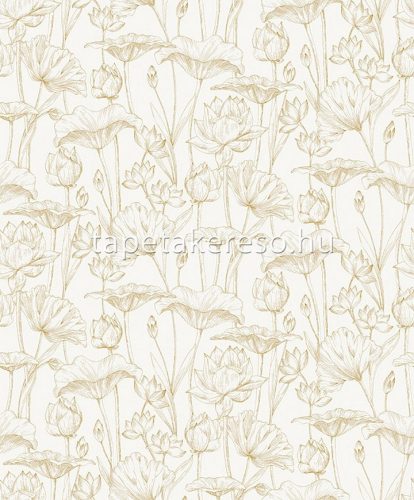 Khroma Lotus vlies anyagú fehér, barna színű virágos natural, modern tapéta