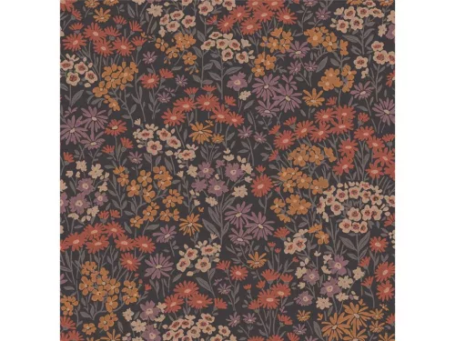 Fine Decor Ashdown An Archive Collection vlies anyagú, fekete, lila, narancssárga, mustársárga színű, virágos, Modern tapéta