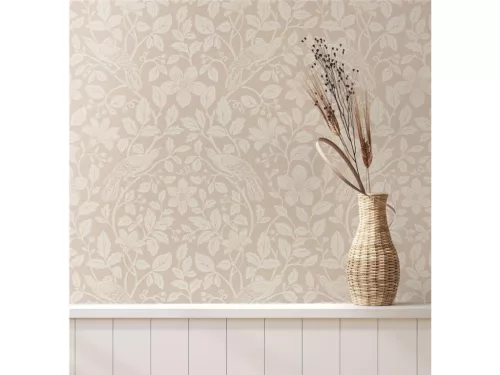 Fine Decor Ashdown An Archive Collection vlies anyagú, beige, barna színű, madaras, virágos, leveles, Modern tapéta