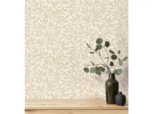 Fine Decor Ashdown An Archive Collection vlies anyagú, beige, fehér színű, leveles, Modern tapéta