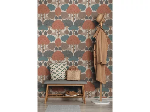 Fine Decor Ashdown An Archive Collection vlies anyagú, beige, barna, kék, lila, narancssárga színű, állatos, fás, Modern tapéta