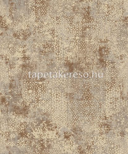Prestige Mosaic vlies anyagú barna, arany színű geometriai, koptatott modern tapéta