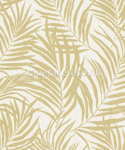 Grandeco Maison vlies, vinyl anyagú beige, barna színű leveles modern tapéta