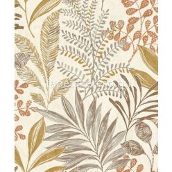   Grandeco Maison vlies, vinyl anyagú beige, barna, szürke színű leveles modern tapéta