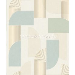   Grandeco Maison vlies, vinyl anyagú beige, zöld, kék, arany színű geometriai modern tapéta