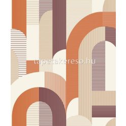   Grandeco Maison vlies, vinyl anyagú barna, lila, narancssárga, fehér színű geometriai modern tapéta