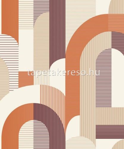 Grandeco Maison vlies, vinyl anyagú barna, lila, narancssárga, fehér színű geometriai modern tapéta