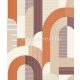 Grandeco Maison vlies, vinyl anyagú barna, lila, narancssárga, fehér színű geometriai modern tapéta