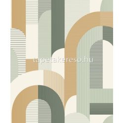   Grandeco Maison vlies, vinyl anyagú beige, zöld, szürke, barna színű geometriai modern tapéta