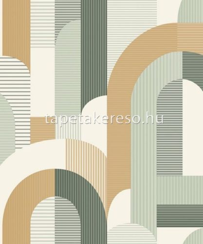 Grandeco Maison vlies, vinyl anyagú beige, zöld, szürke, barna színű geometriai modern tapéta