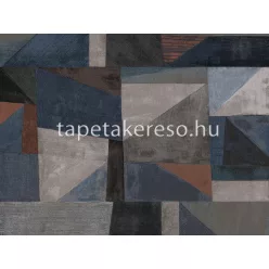   Omexco Moonstone üveggyöngy, vlies anyagú kék, barna, terrakotta, beige színű geometriai modern poszter