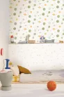 Caselio Les Mini Mondes, vlies anyagú, fehér, barna színű, csillagos, bolygós, Gyerek tapéta