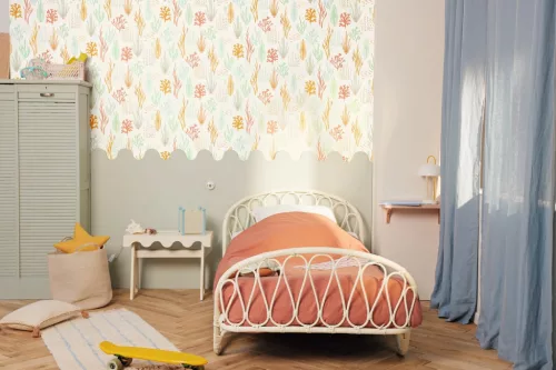 Caselio Les Mini Mondes, vlies anyagú, fehér, barna, sárga, zöld színű, tenger, Gyerek tapéta