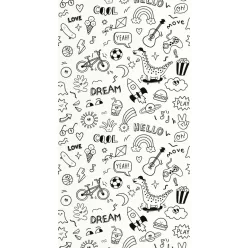   Caselio Les Mini Mondes, színezhető, vlies anyagú, fekete, fehér színű, feliratos, dinós, Gyerek tapéta