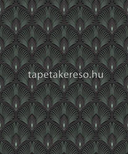 Khroma Othello vlies anyagú fekete, zöld, lila színű art deco modern tapéta